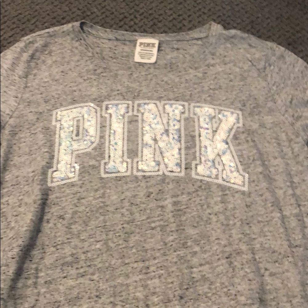 Pink sparkly tee shirt.